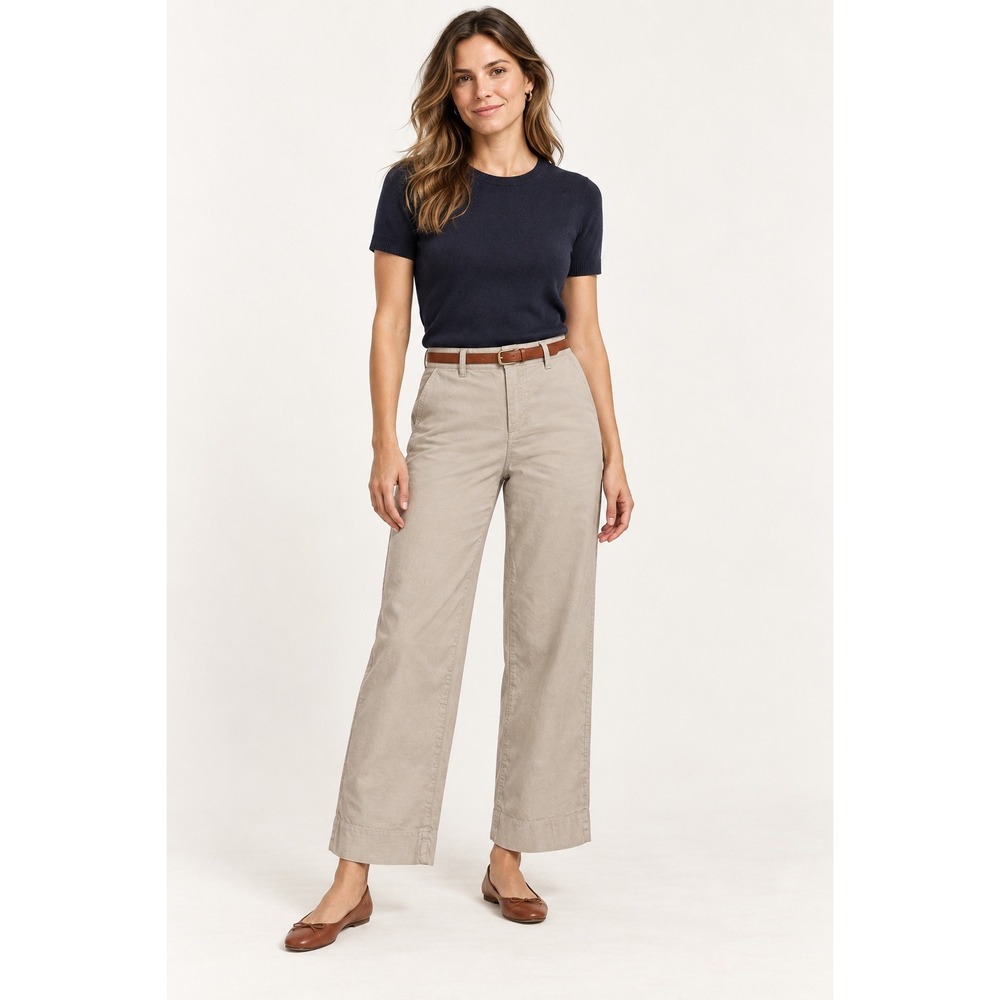 Frank & Eileen Wexford Wide Leg Pants Beige Linen Cotton Minimalist Old Money 44